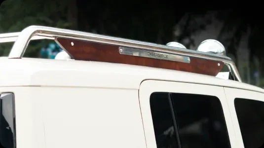 Retro Chrome Roof Rack with Wooden Ornament